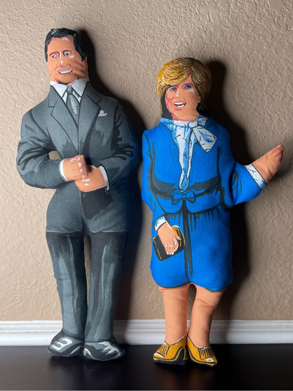 Vintage 1980s Prince Charles Lady Diana Spencer Cloth Dolls Deans Rag Book Royal